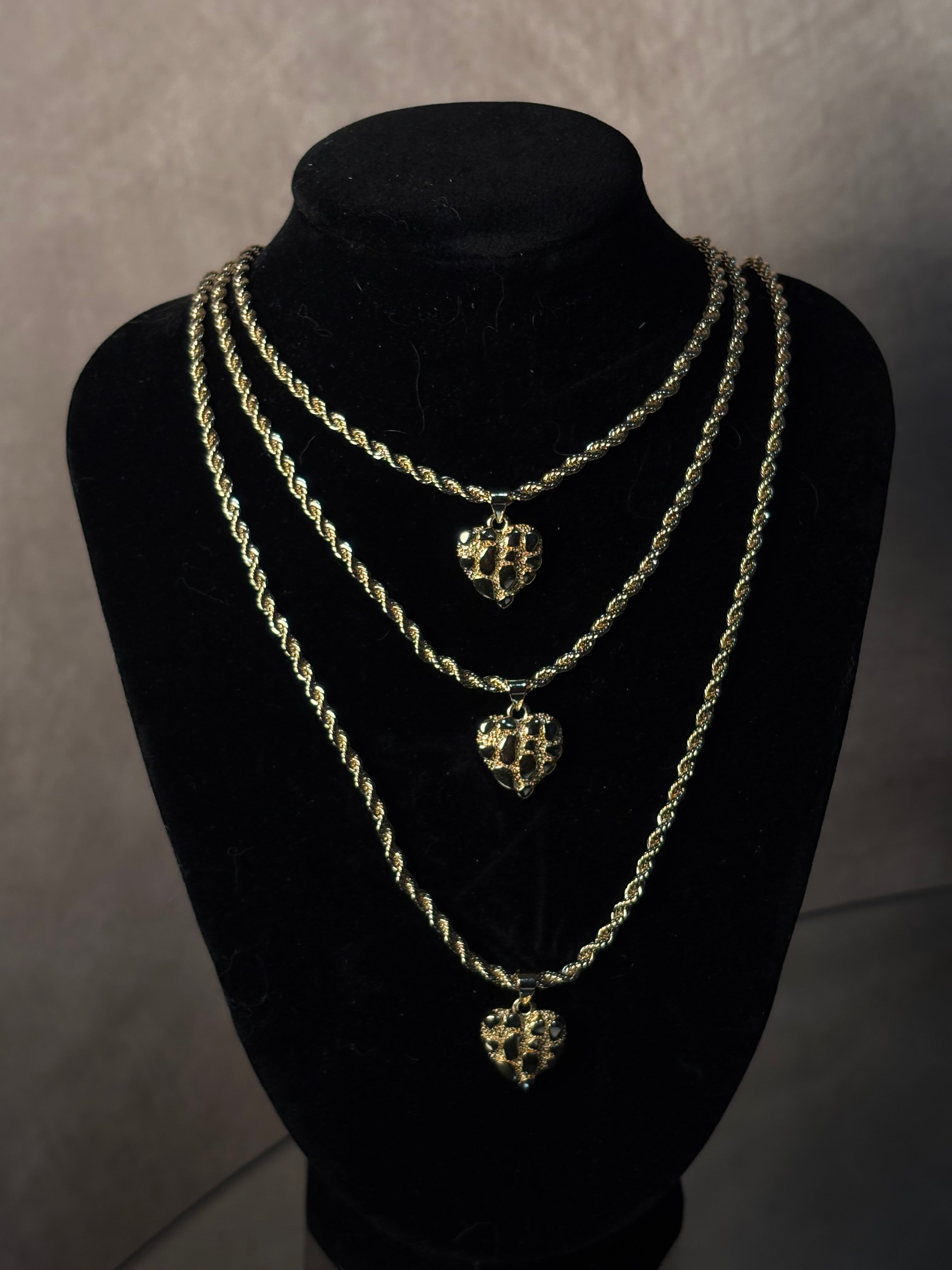 Nugget Heart Rope Necklace
